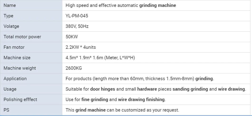 Metal Hinge Grinding, Polishing and Wire Drawing Automatic Grinding Machine