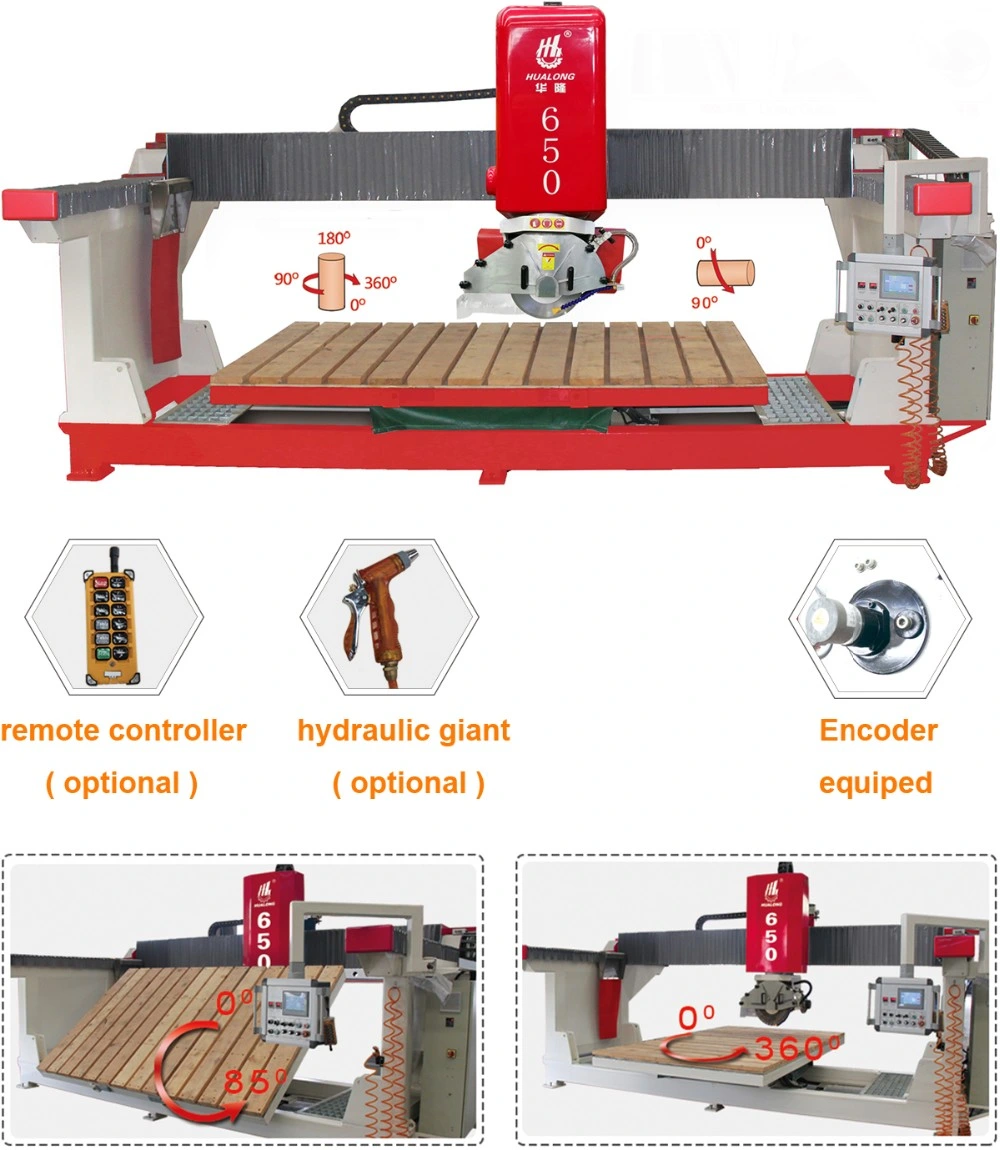 Hualong Hlsq-650 Bridge Saw Stone Cutting Machine with Siemens, Schneider Electric and Other High Quality Models for Cutting Granite