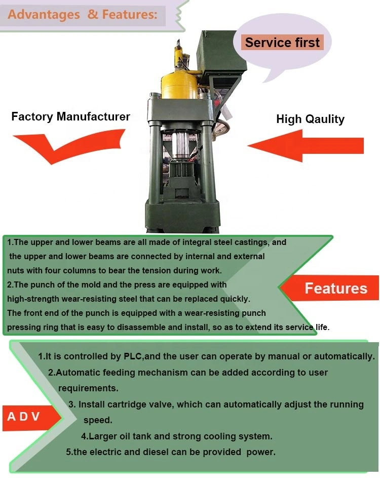 Y83-3150 Metal Chip Aluminum Press Swarf Briquette Machine Scrap Iron Turnings Block Moulding Machine (Factory And Supplier)